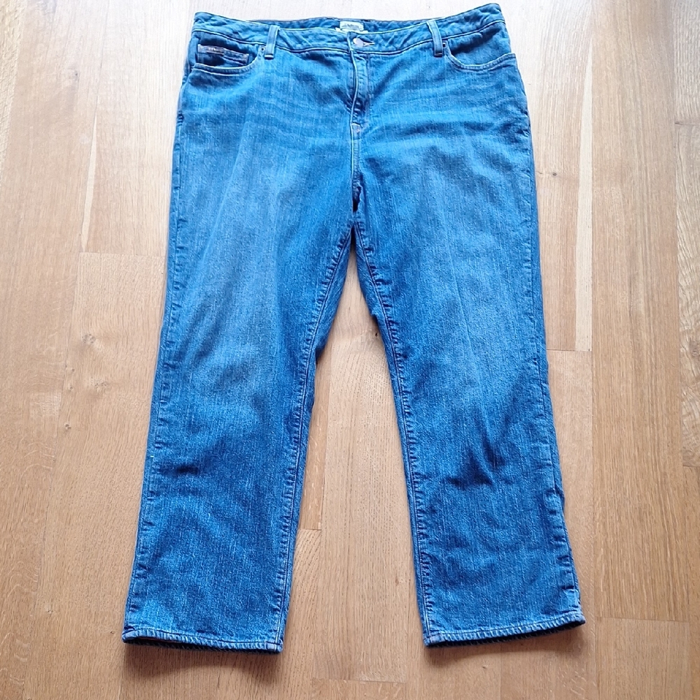 L.L. Bean Women's Flannel Lined Blue Jeans 18P